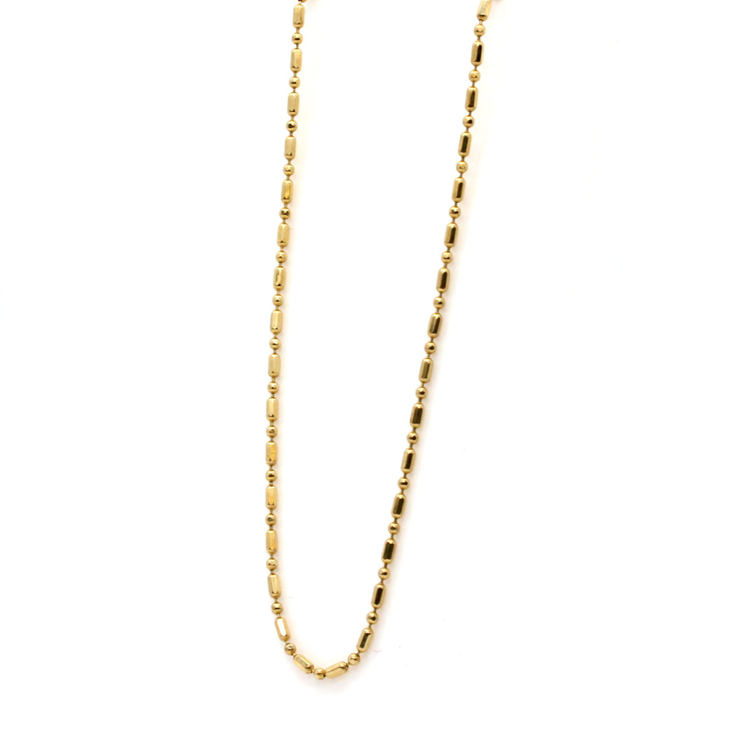 14k Yellow Gold Beaded Chain Necklace 18 Inches