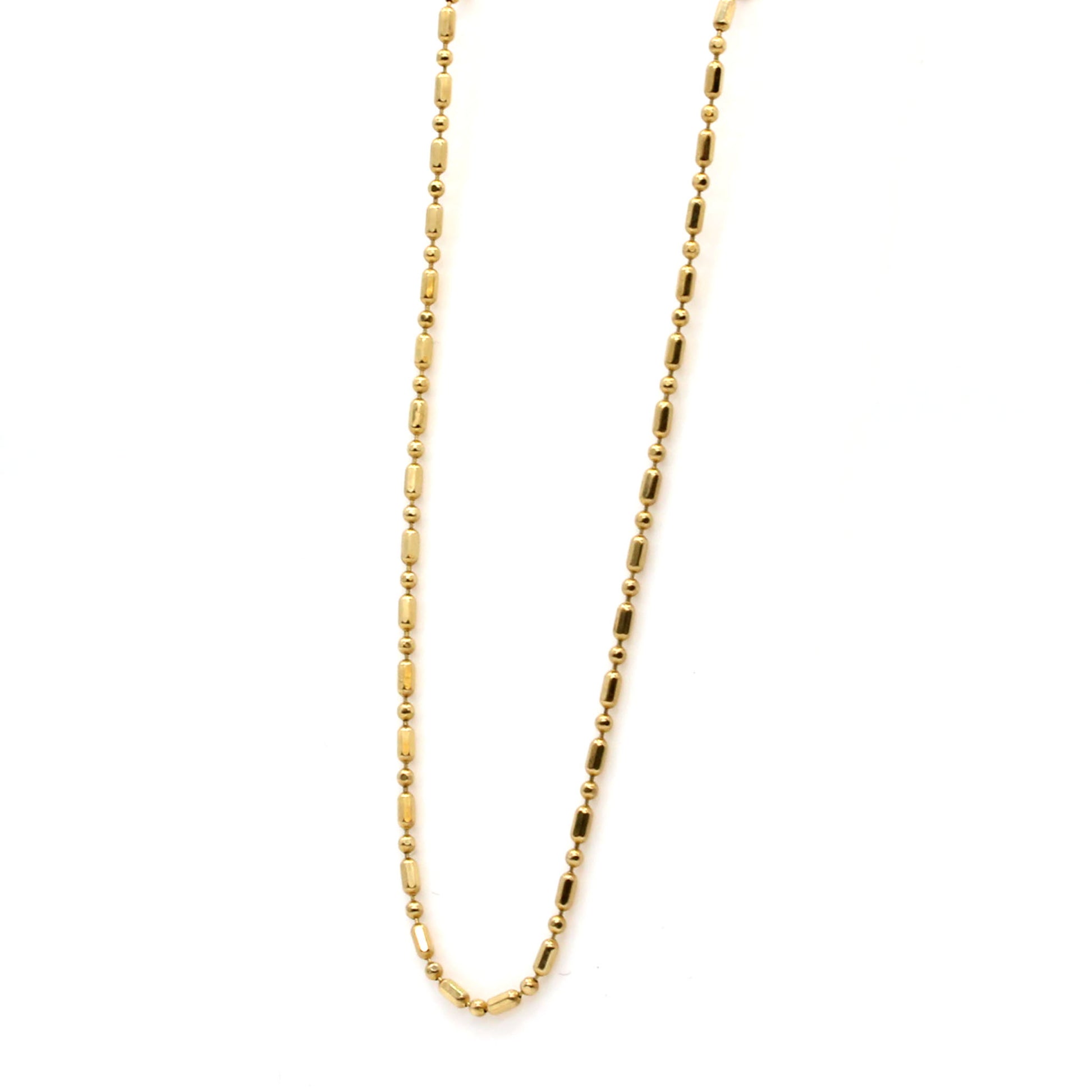 14k Yellow Gold Beaded Chain Necklace 18 Inches