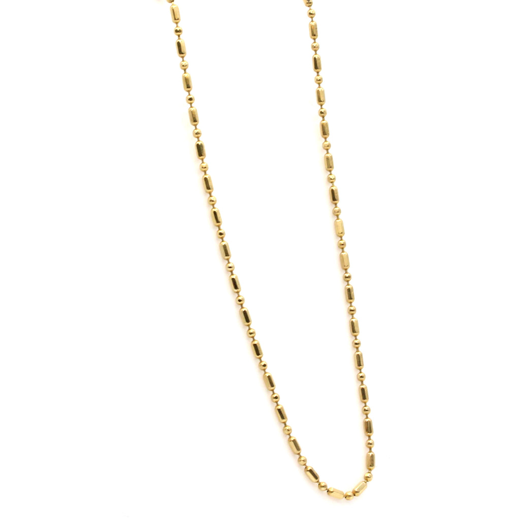 14k Yellow Gold Beaded Chain Necklace 18 Inches