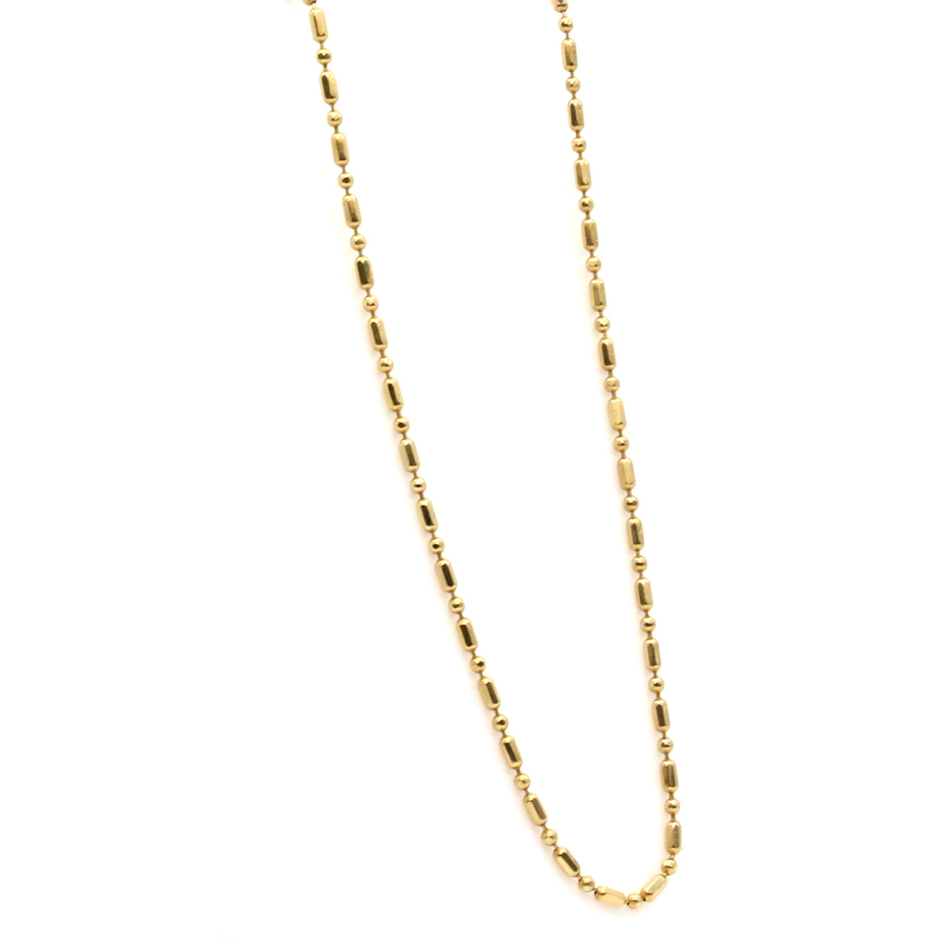 14k Yellow Gold Beaded Chain Necklace 18 Inches