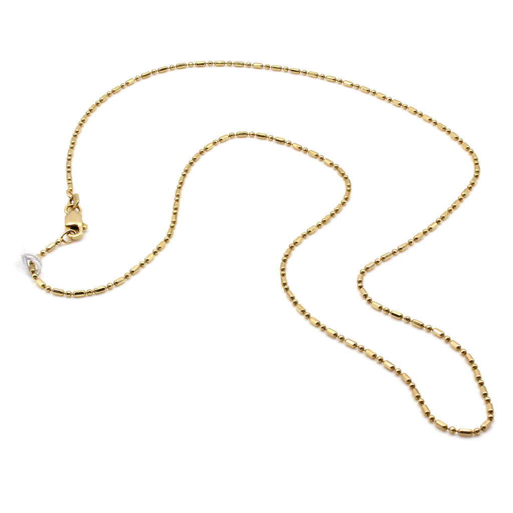 14k Yellow Gold Beaded Chain Necklace 18 Inches