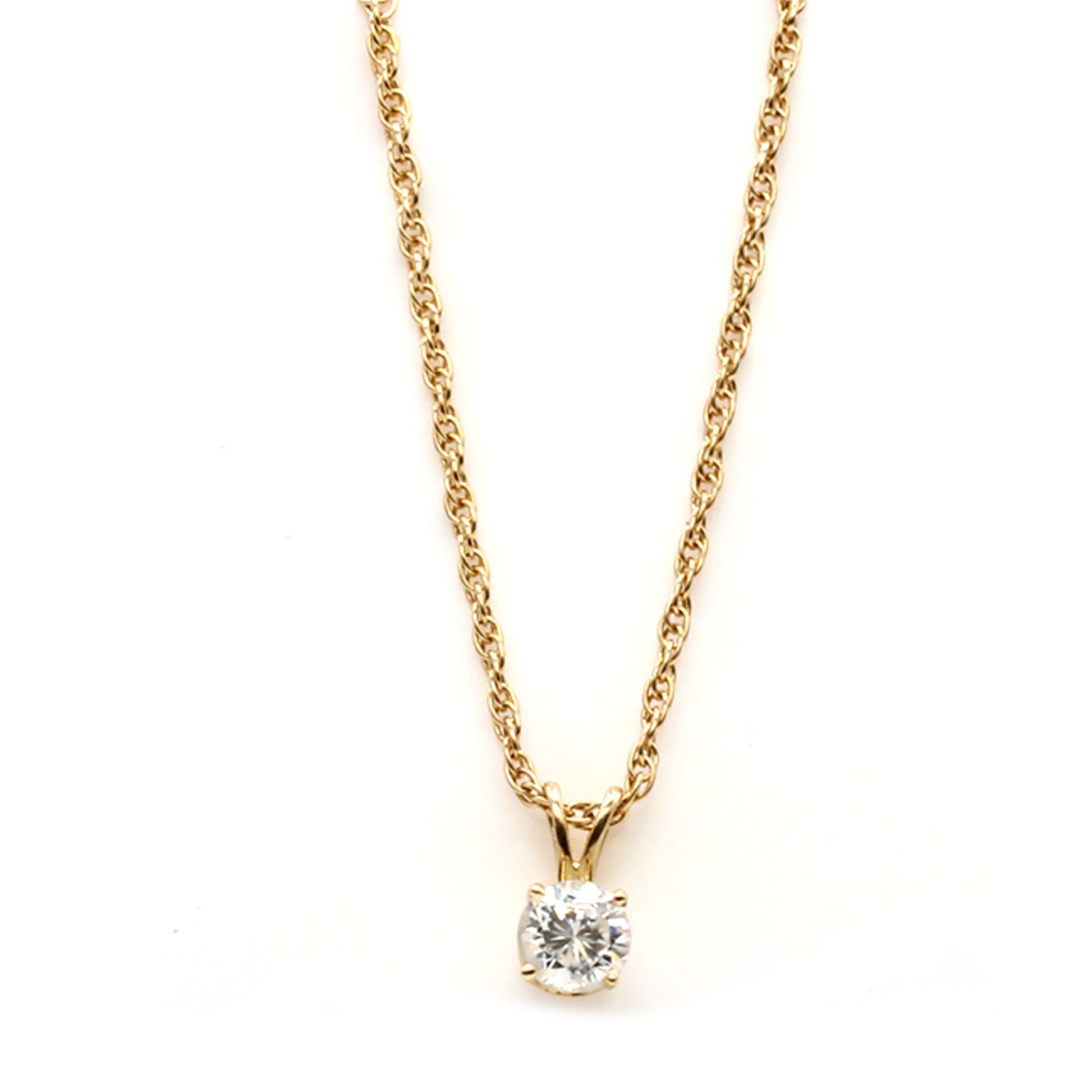 14k Yellow Gold 0.40ct Diamond Solitaire Necklace 20 Inches