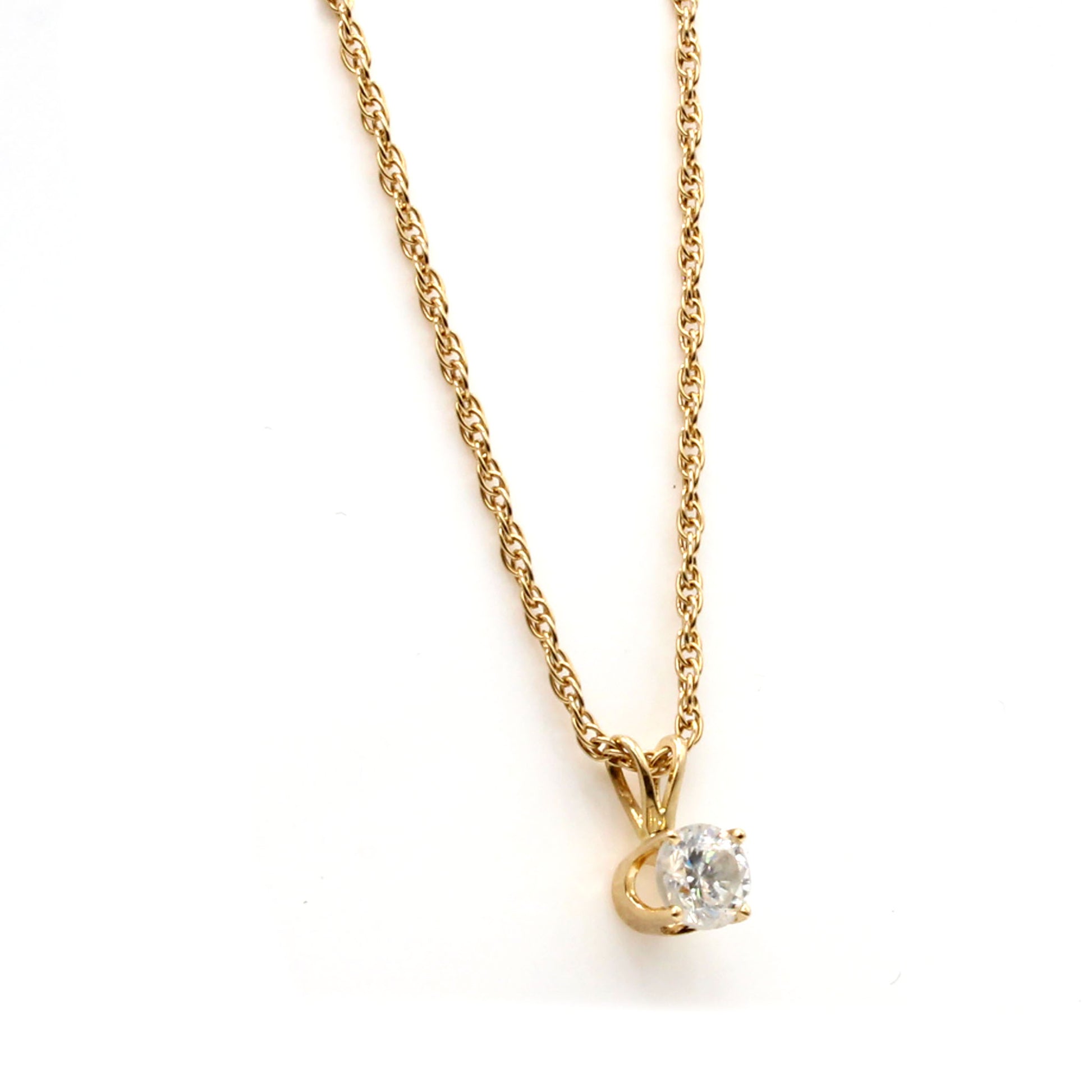 14k Yellow Gold 0.40ct Diamond Solitaire Necklace 20 Inches