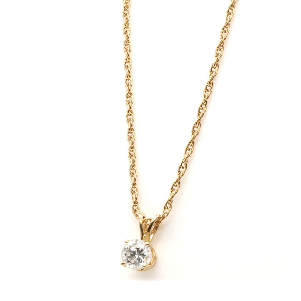 14k Yellow Gold 0.40ct Diamond Solitaire Necklace 20 Inches