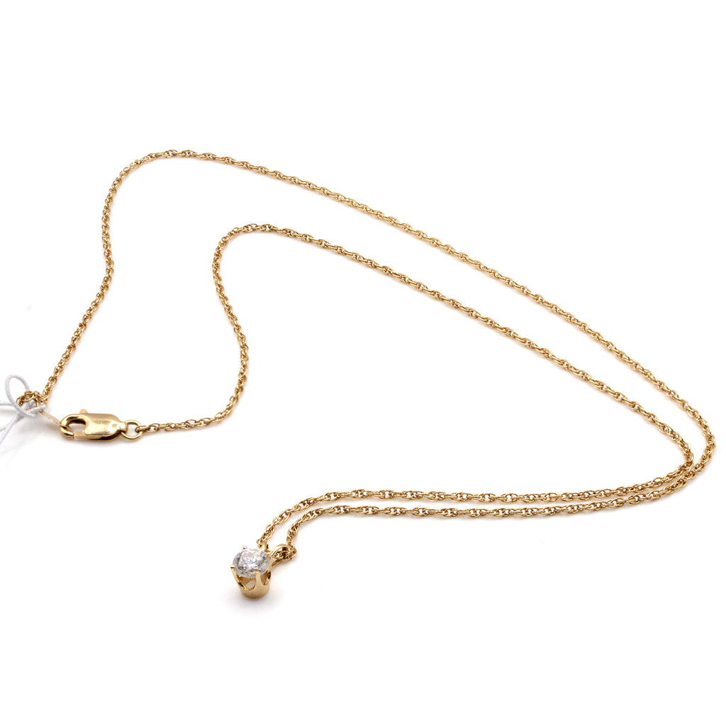 14k Yellow Gold 0.40ct Diamond Solitaire Necklace 20 Inches