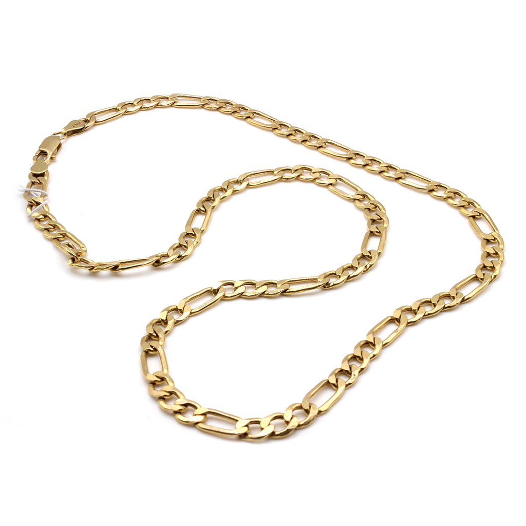 10k Yellow Gold Figaro Chain Necklace 22 Inches