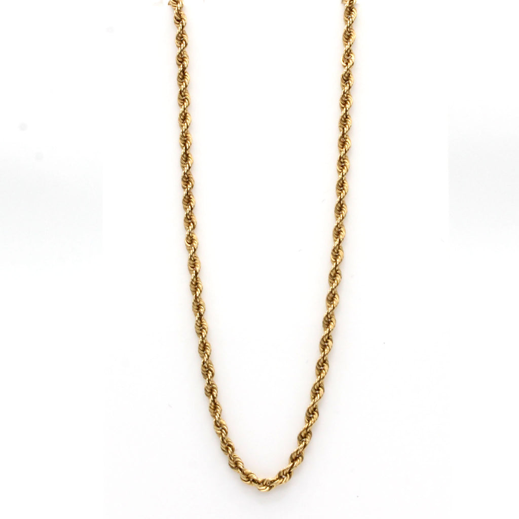 14k Yellow Gold Rope Chain Necklace 18 Inches