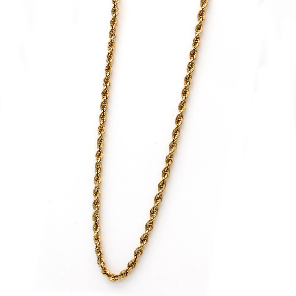 14k Yellow Gold Rope Chain Necklace 18 Inches