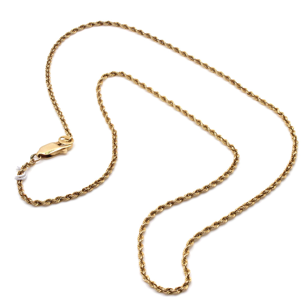 14k Yellow Gold Rope Chain Necklace 18 Inches