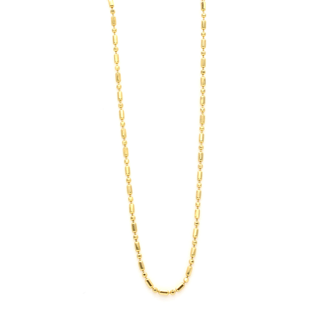 14k Yellow Gold Beaded Chain Necklace 20 Inches