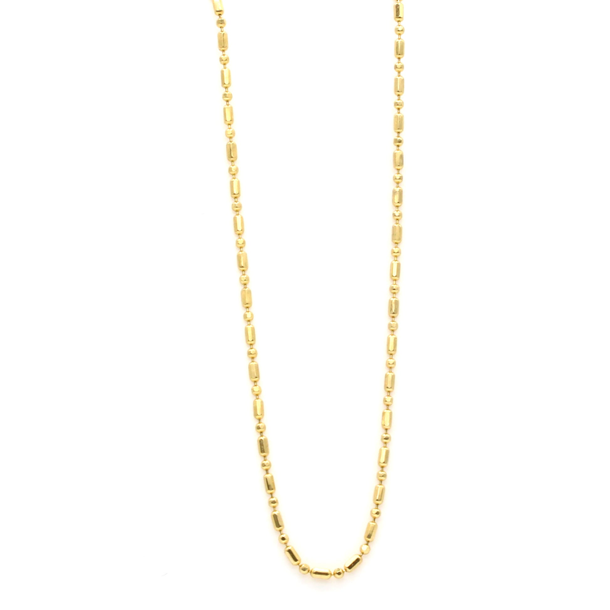 14k Yellow Gold Beaded Chain Necklace 20 Inches