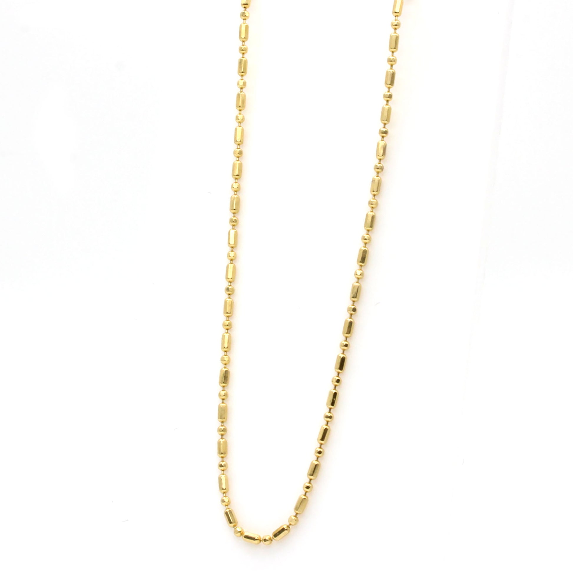 14k Yellow Gold Beaded Chain Necklace 20 Inches