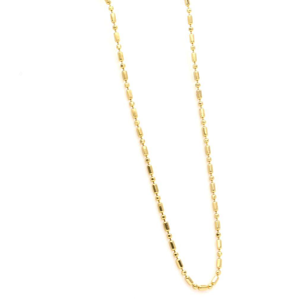 14k Yellow Gold Beaded Chain Necklace 20 Inches