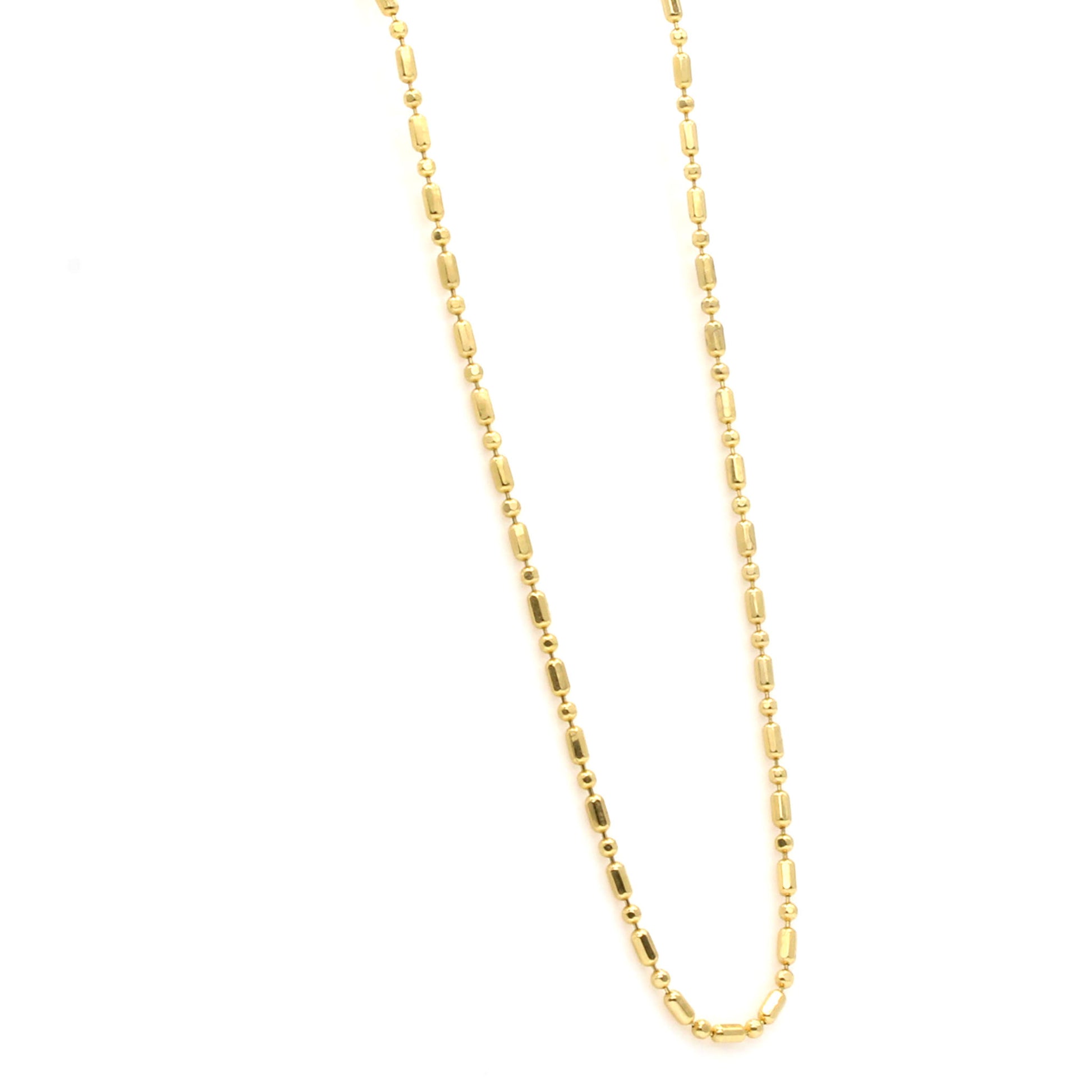 14k Yellow Gold Beaded Chain Necklace 20 Inches