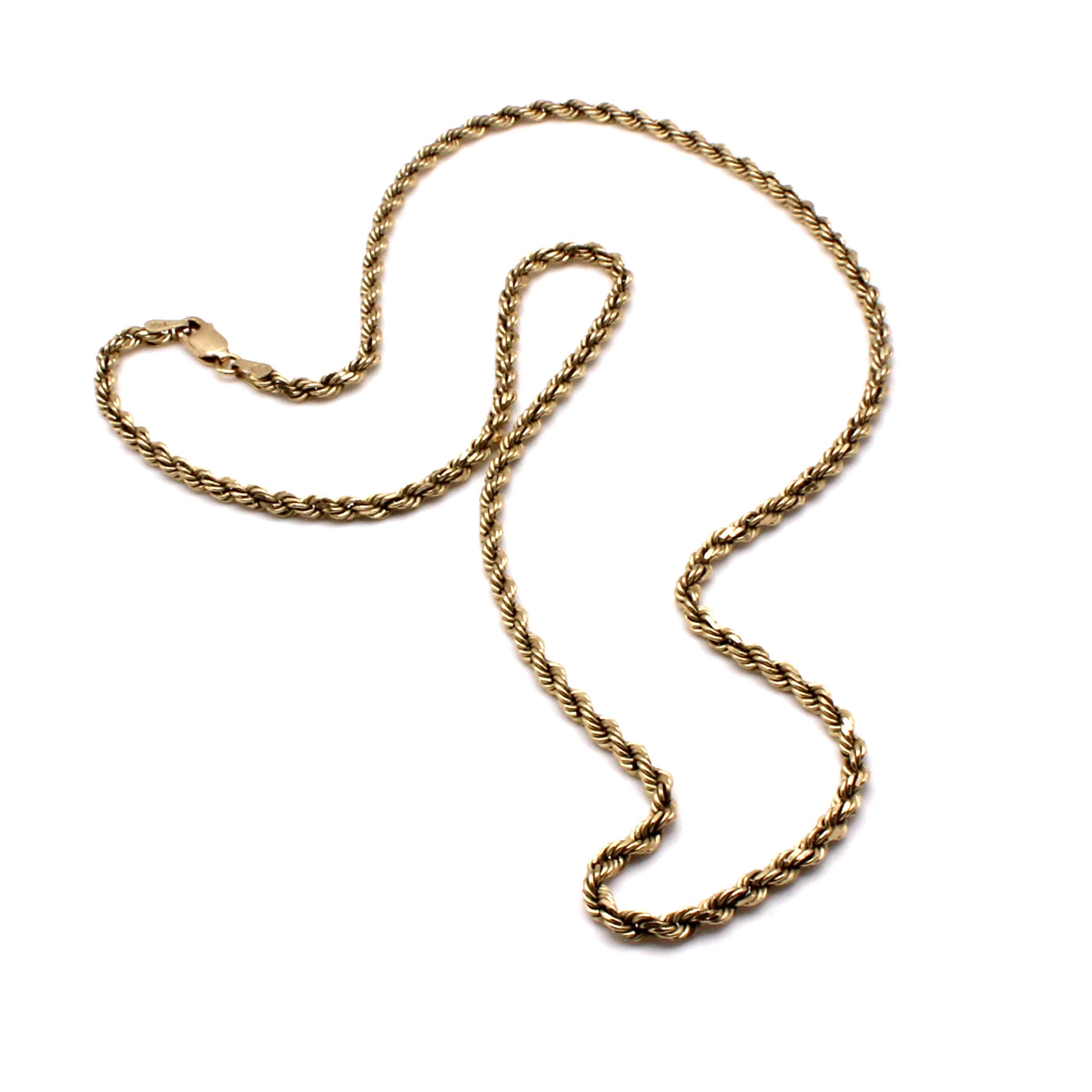 14k Yellow Gold Rope Chain Necklace 20 Inches