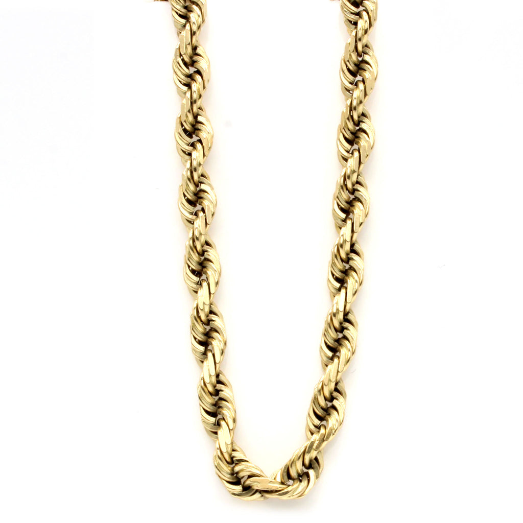 14k Yellow Gold Rope Chain Necklace 27 Inches