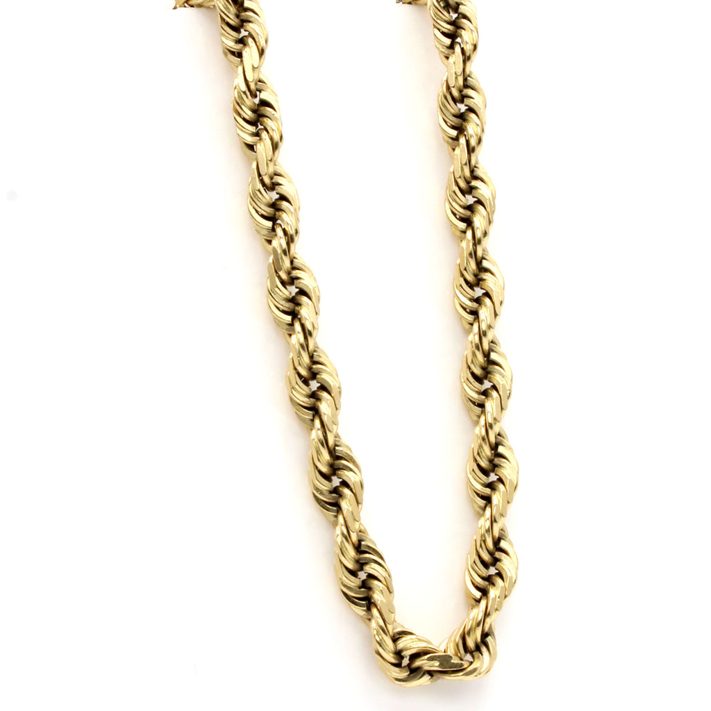14k Yellow Gold Rope Chain Necklace 27 Inches