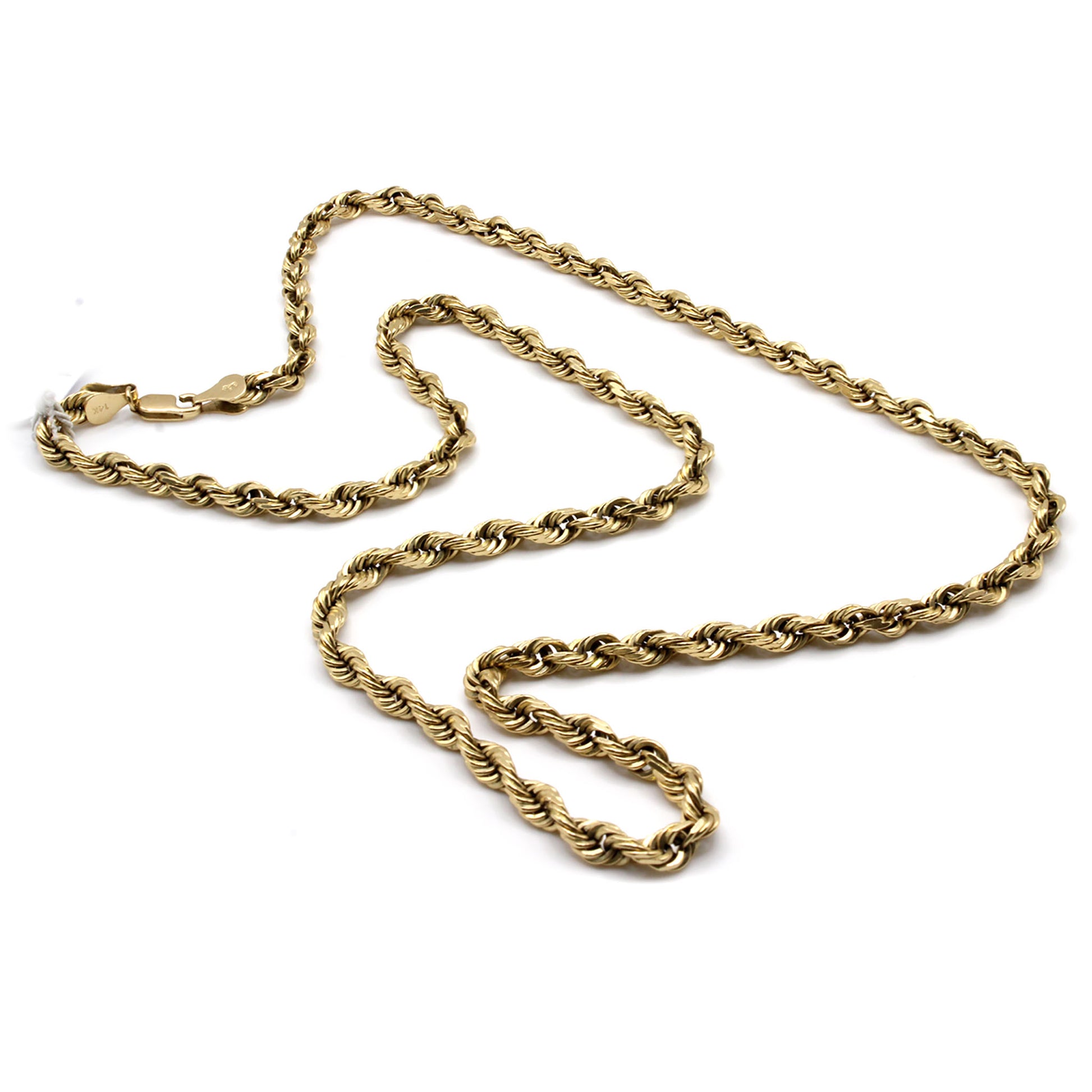 14k Yellow Gold Rope Chain Necklace 27 Inches