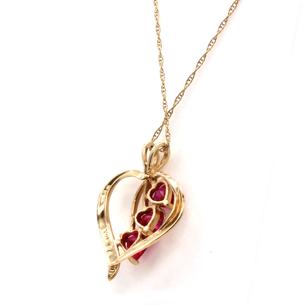 10k Yellow Gold Pink Sapphire Heart Pendant with 14k Gold Necklace 18 Inches