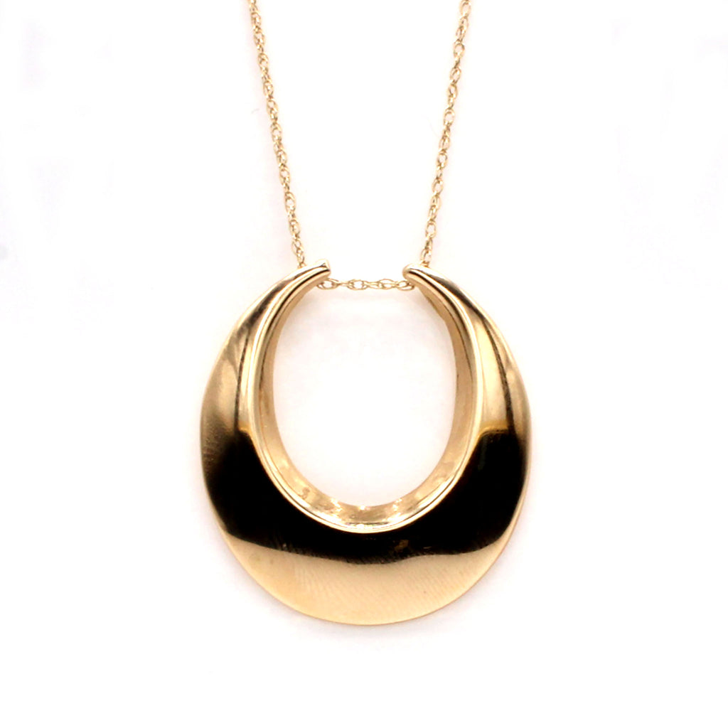 14k Yellow Gold Round Drop Necklace 18 Inches