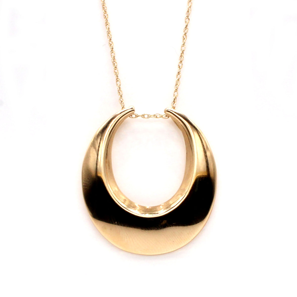 14k Yellow Gold Round Drop Necklace 18 Inches