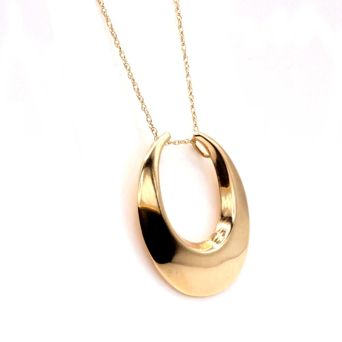 14k Yellow Gold Round Drop Necklace 18 Inches