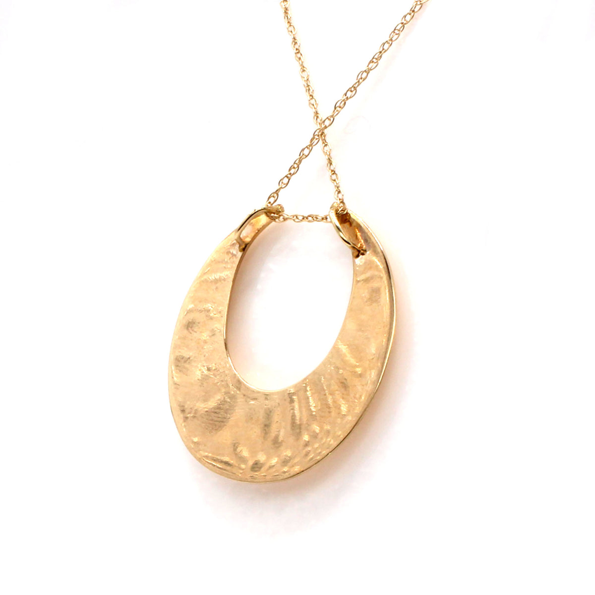 14k Yellow Gold Round Drop Necklace 18 Inches