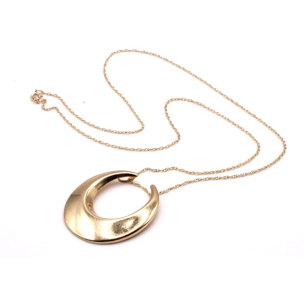 14k Yellow Gold Round Drop Necklace 18 Inches