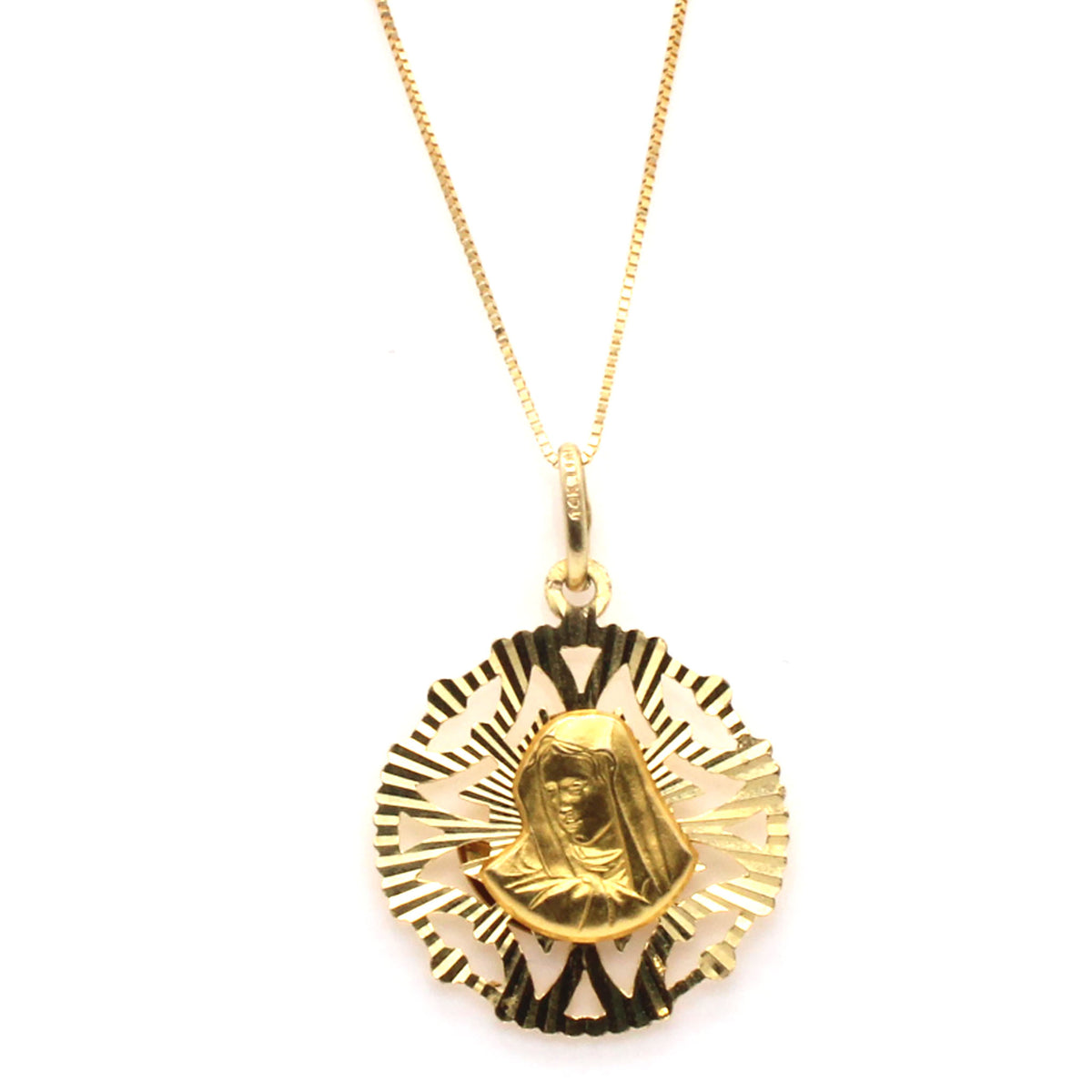 14k Yellow Gold Religious Round Shaped Necklace 30 Inches