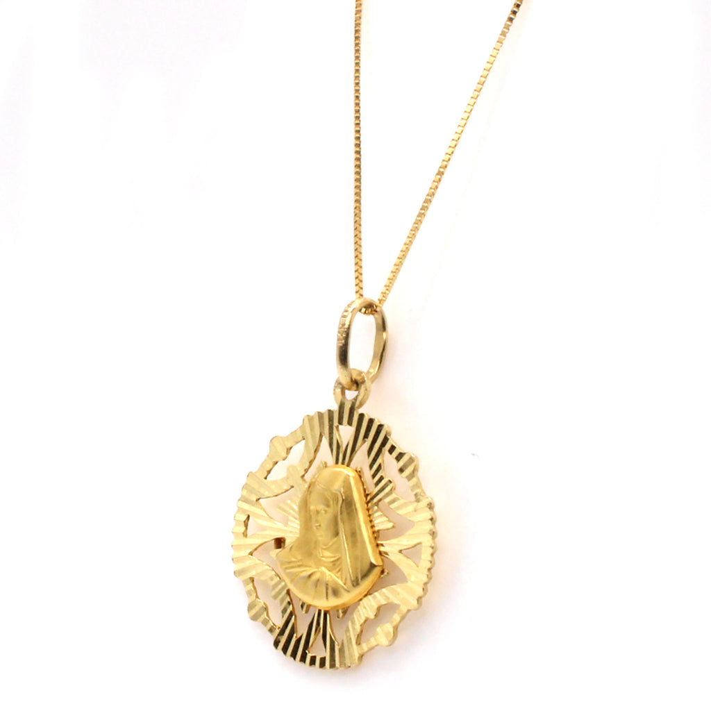 14k Yellow Gold Religious Round Shaped Necklace 30 Inches