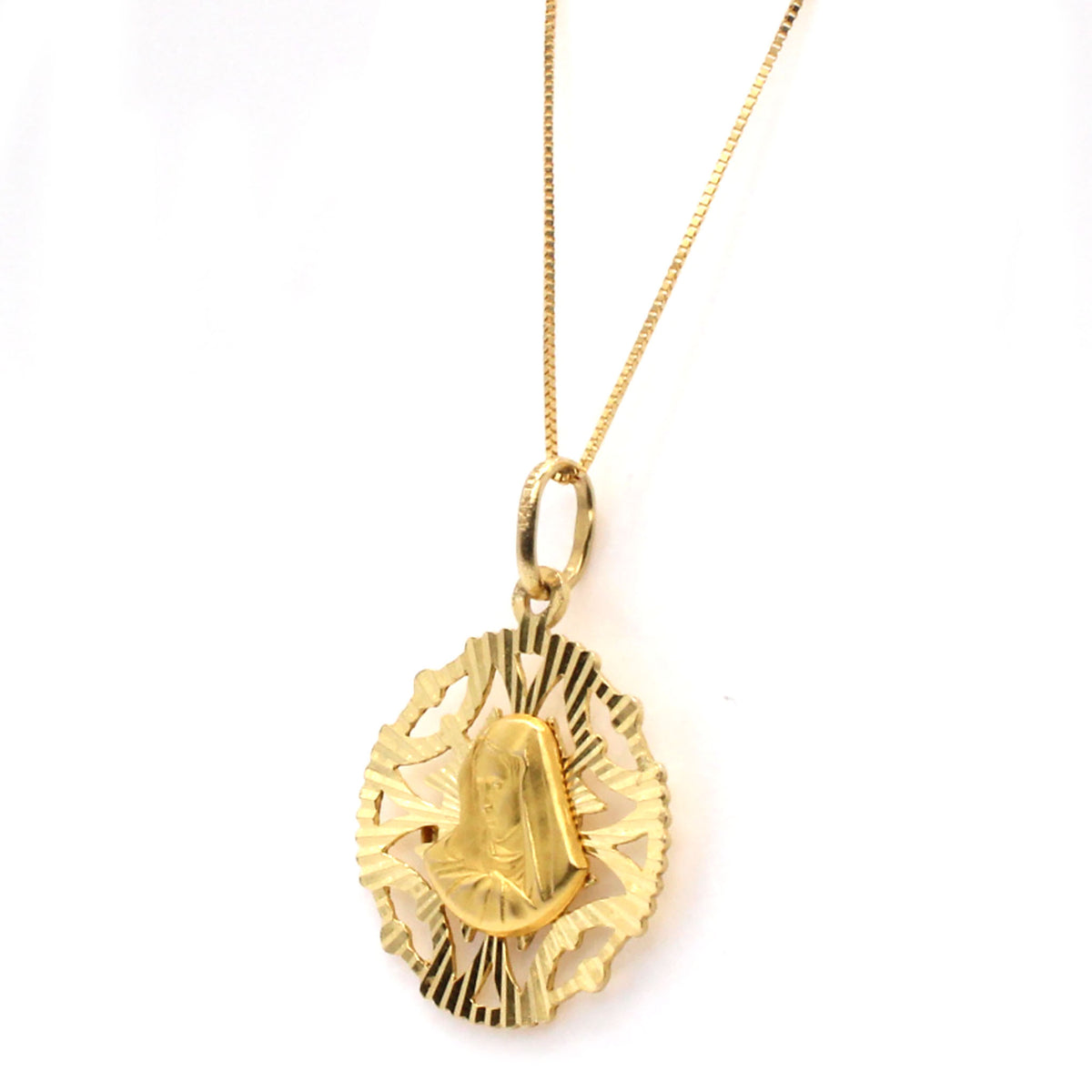 14k Yellow Gold Religious Round Shaped Necklace 30 Inches