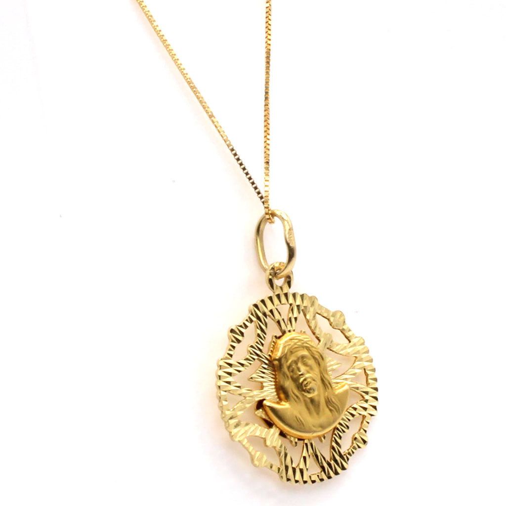 14k Yellow Gold Religious Round Shaped Necklace 30 Inches
