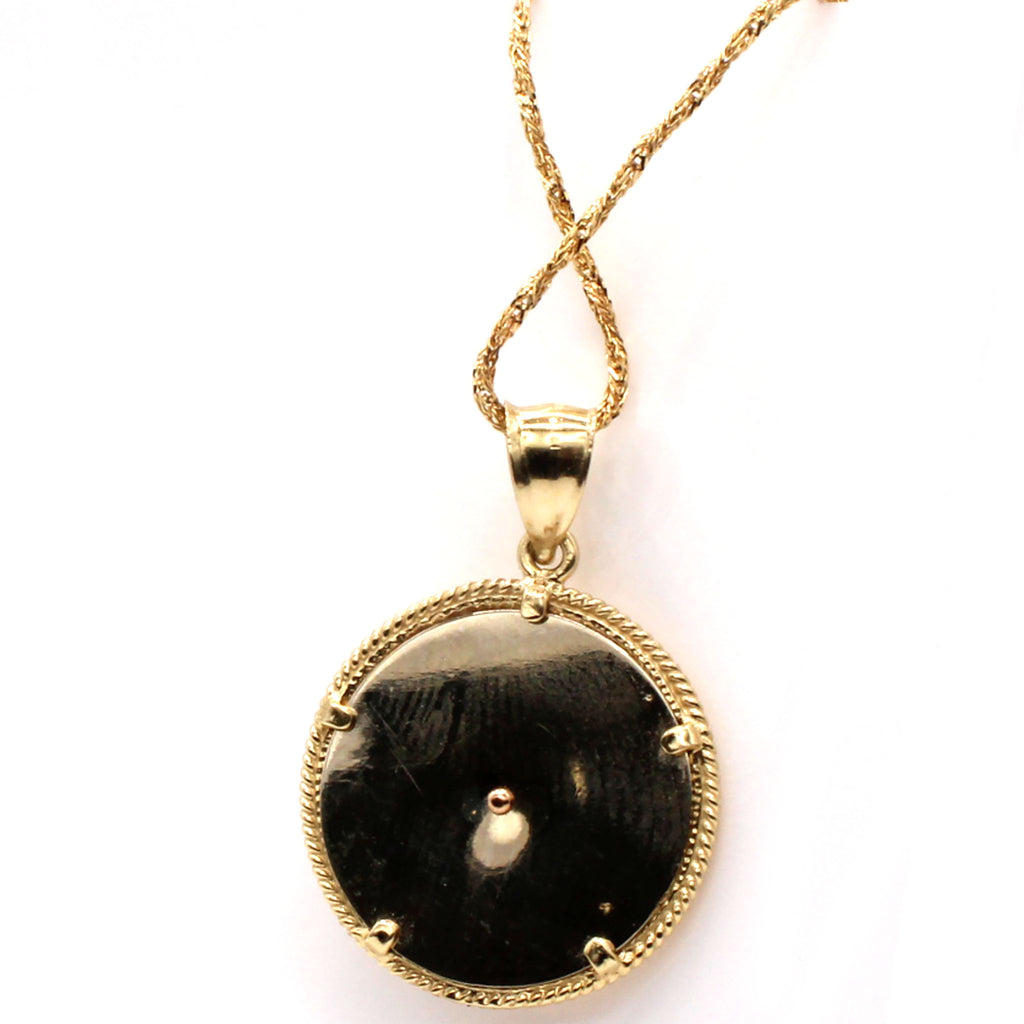 14k Yellow Gold and Rose Gold Religious Round Shaped Necklace 21.5 Inches