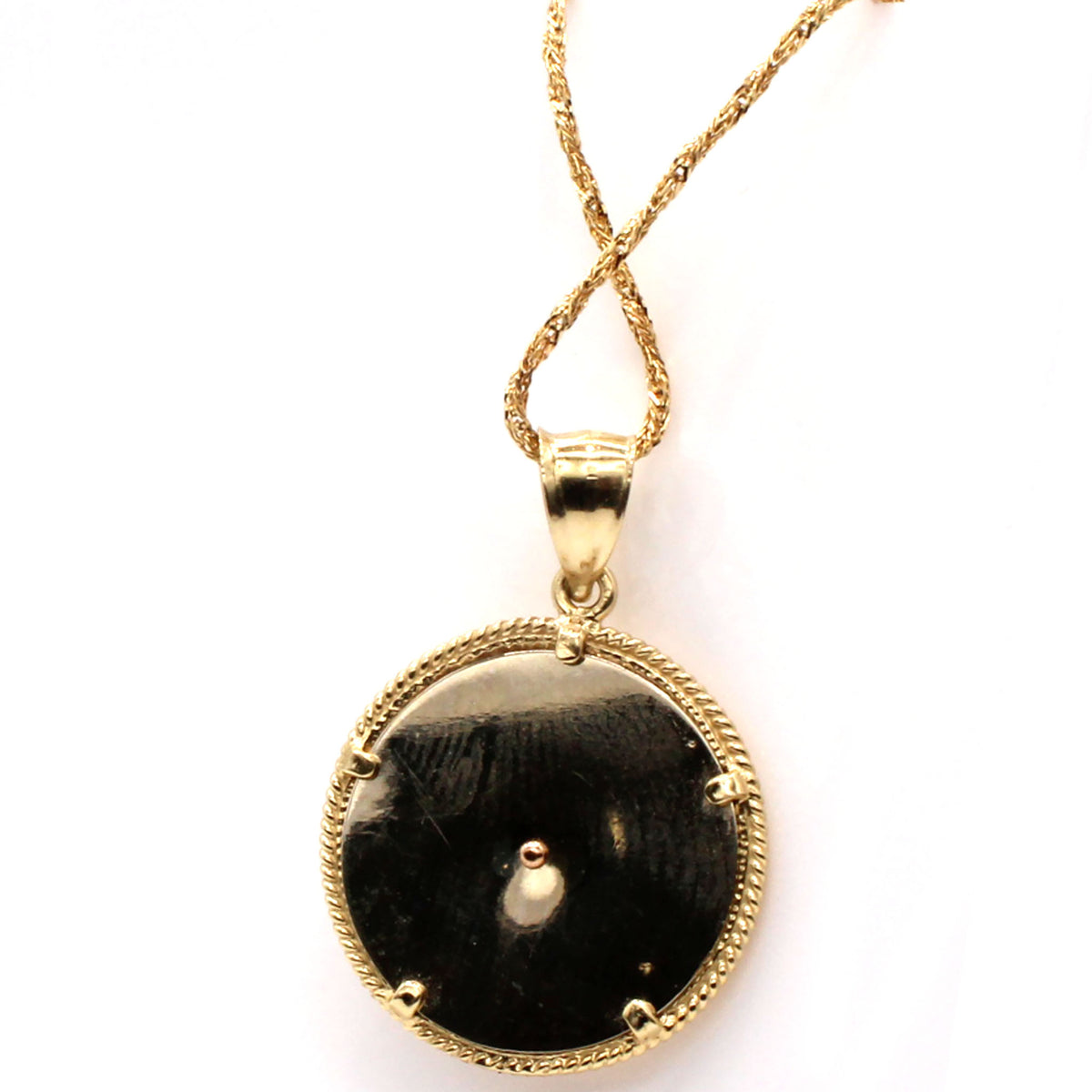 14k Yellow Gold and Rose Gold Religious Round Shaped Necklace 21.5 Inches