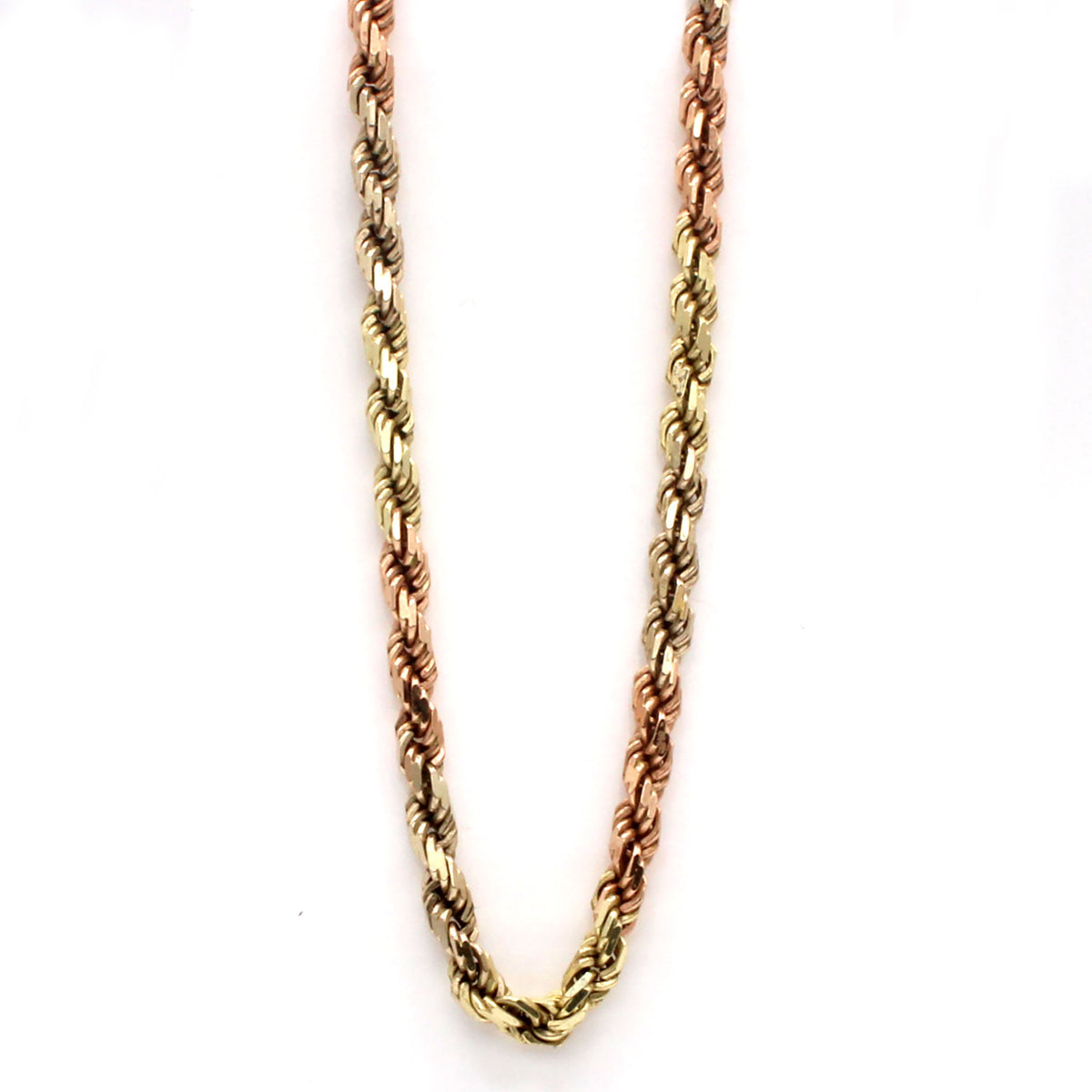 14k Yellow and Rose Gold Rope Chain Necklace 18 Inches