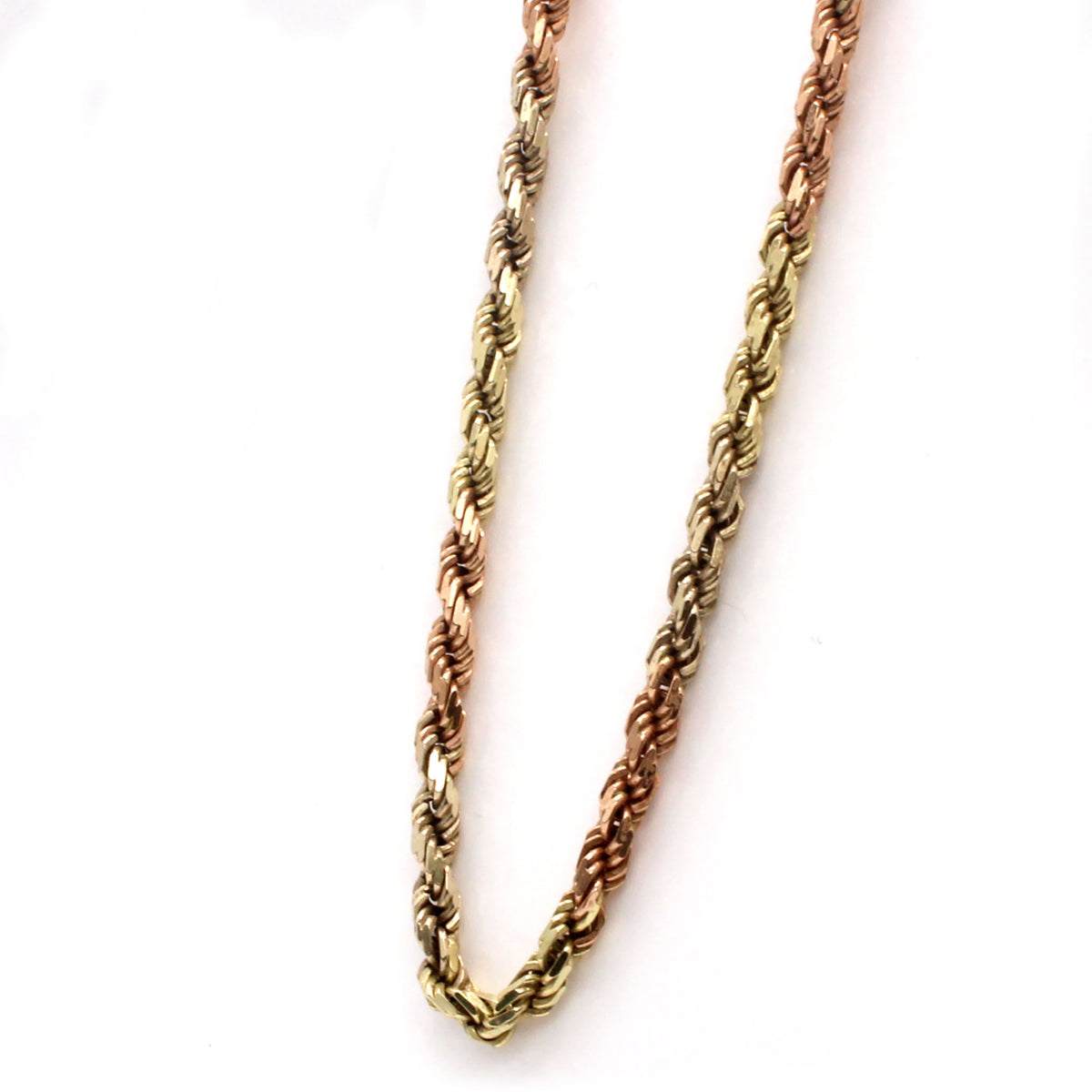 14k Yellow and Rose Gold Rope Chain Necklace 18 Inches