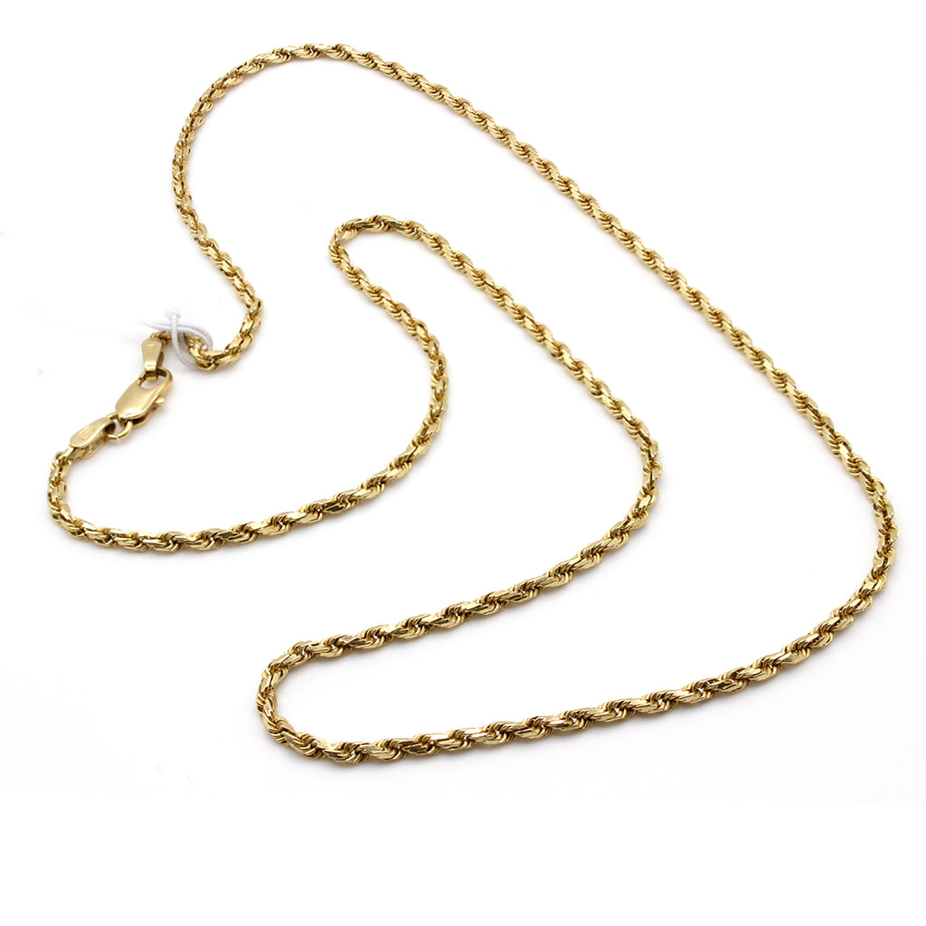 14k Yellow Gold Rope Chain Necklace 20 Inches