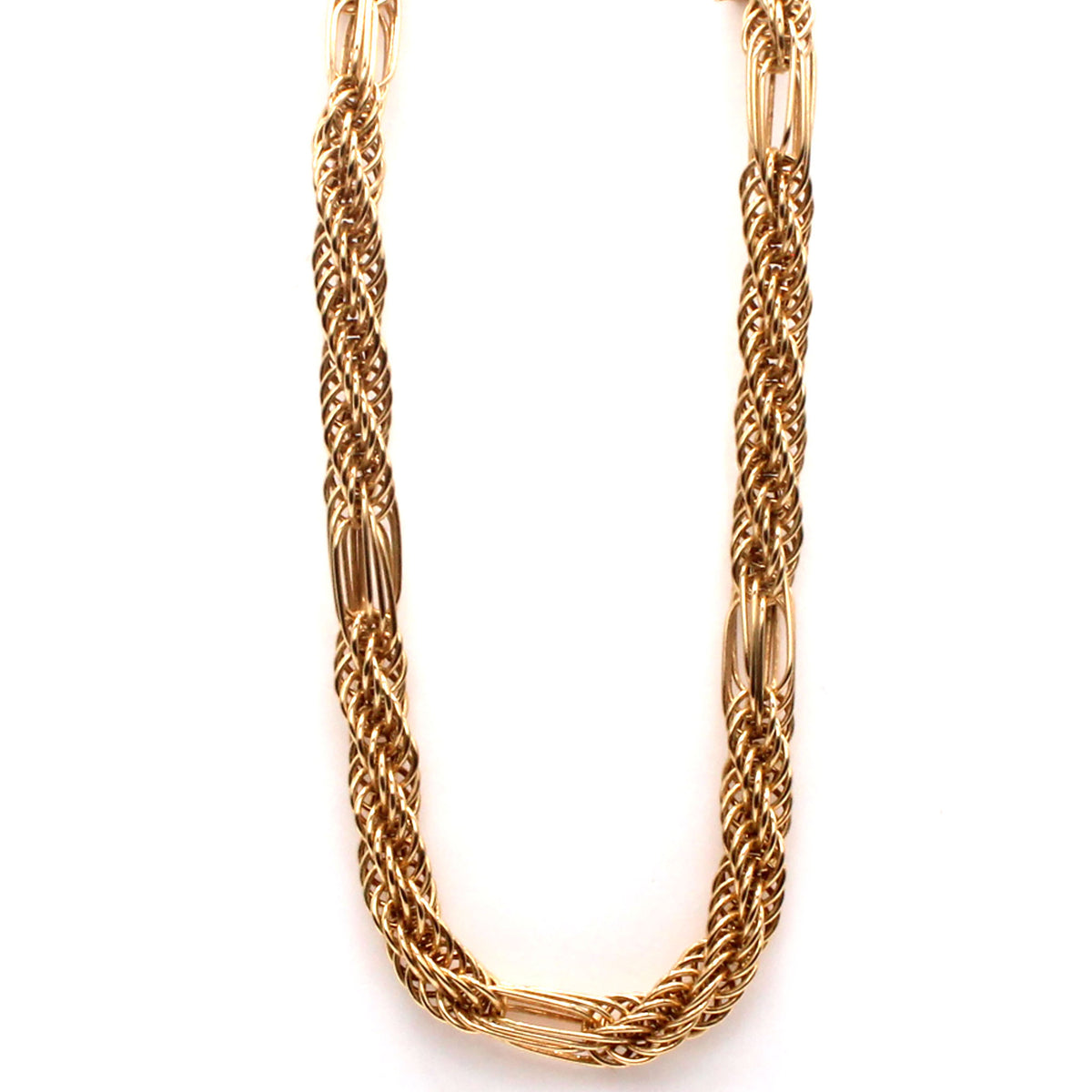 14k Yellow Gold Rope Braided Link Chain Necklace 17.75 Inches