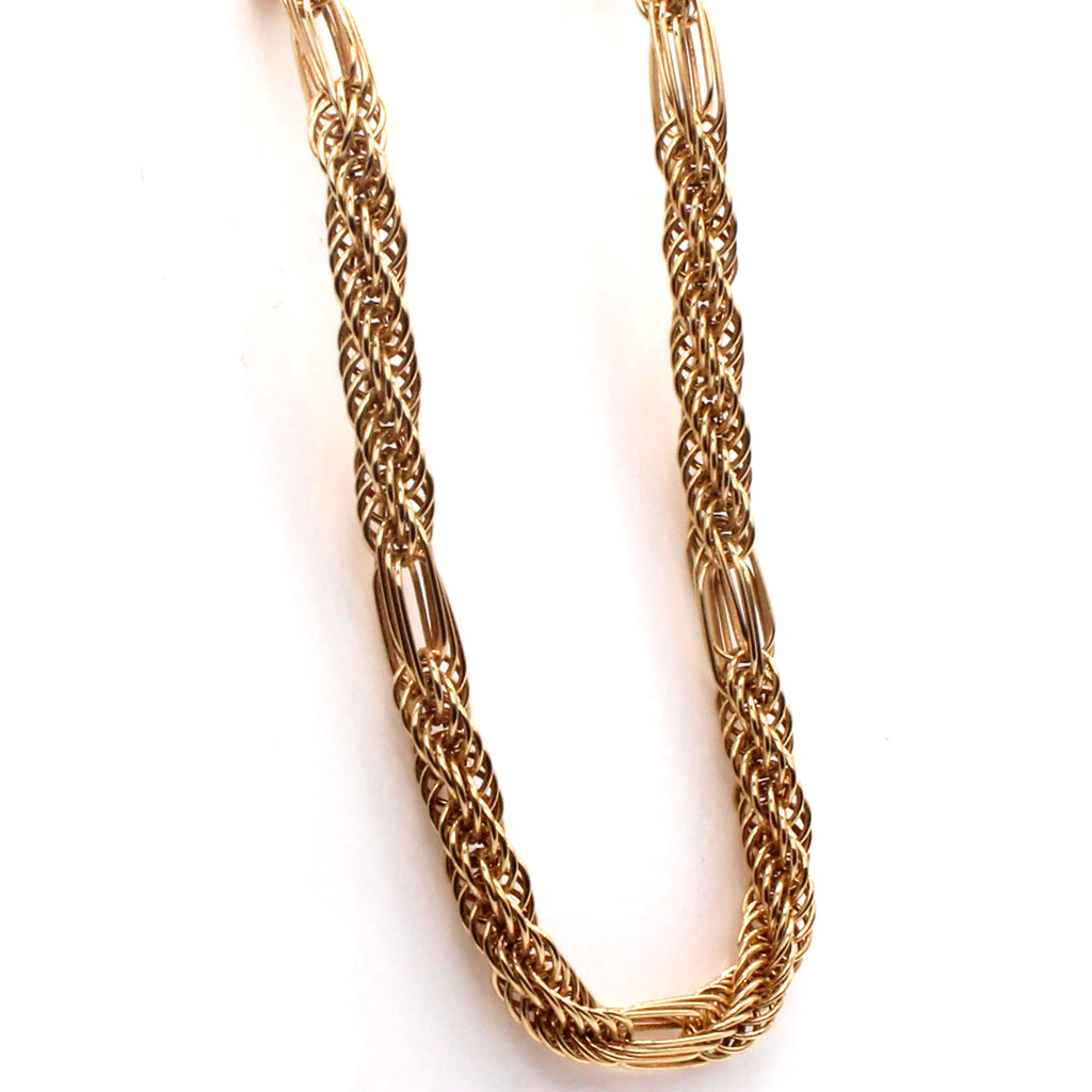 14k Yellow Gold Rope Braided Link Chain Necklace 17.75 Inches