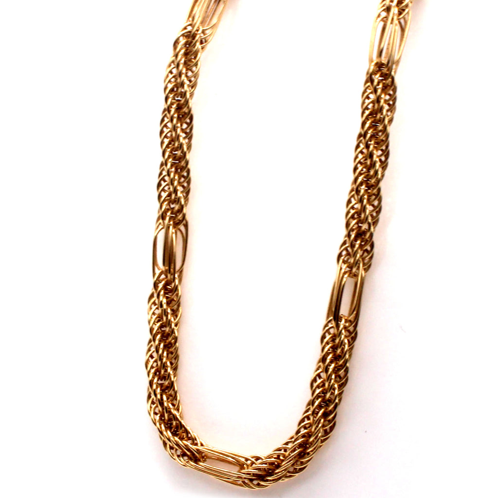 14k Yellow Gold Rope Braided Link Chain Necklace 17.75 Inches