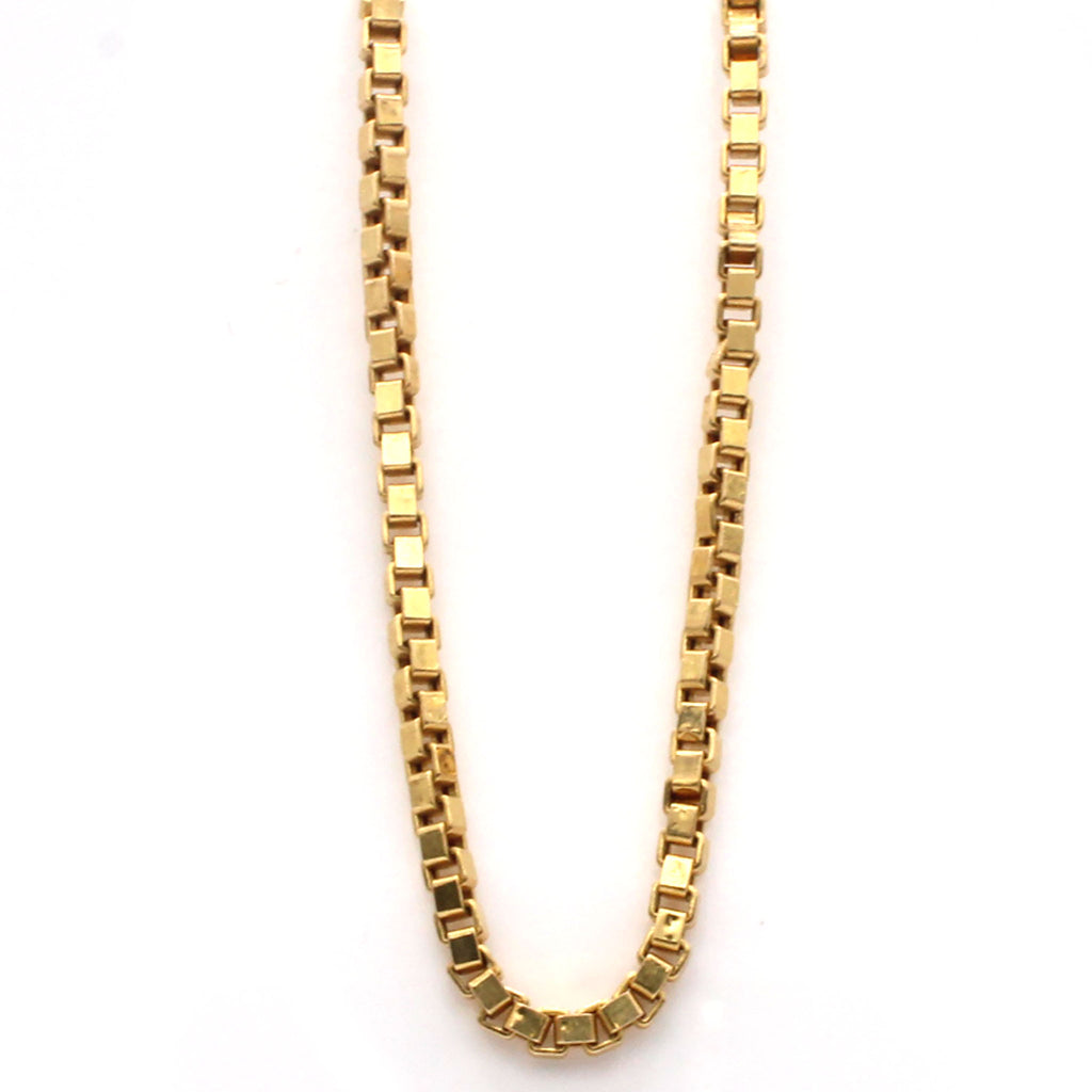 14k Yellow Gold Box Link Chain Necklace 17.5 Inches