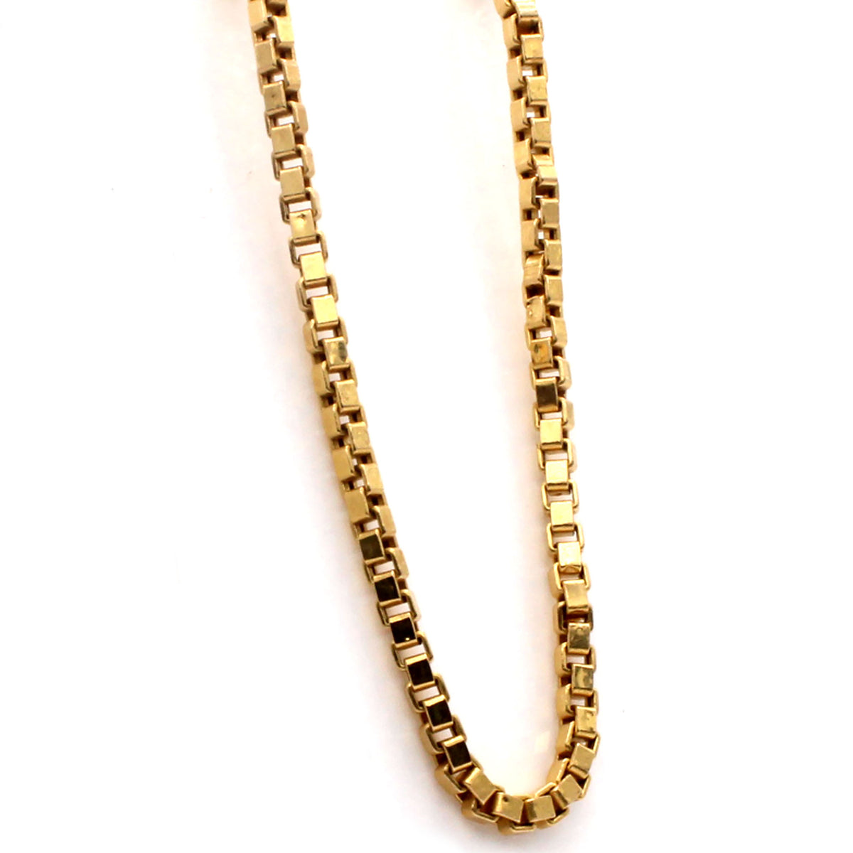14k Yellow Gold Box Link Chain Necklace 17.5 Inches