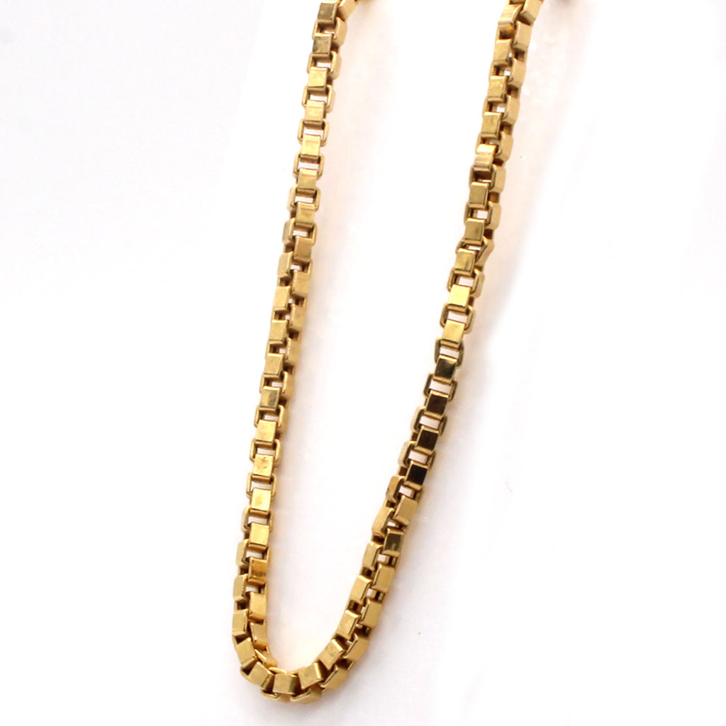 14k Yellow Gold Box Link Chain Necklace 17.5 Inches