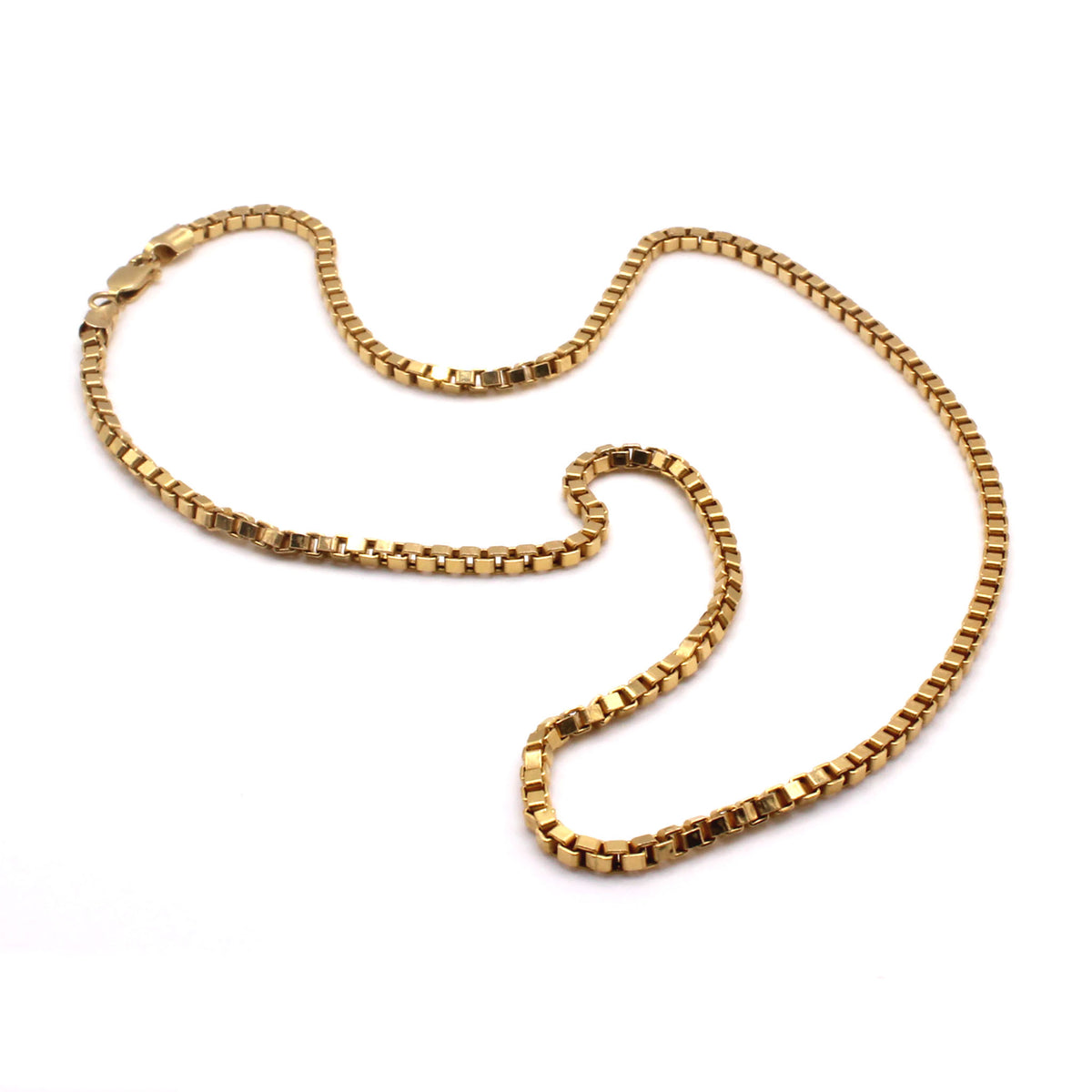 14k Yellow Gold Box Link Chain Necklace 17.5 Inches