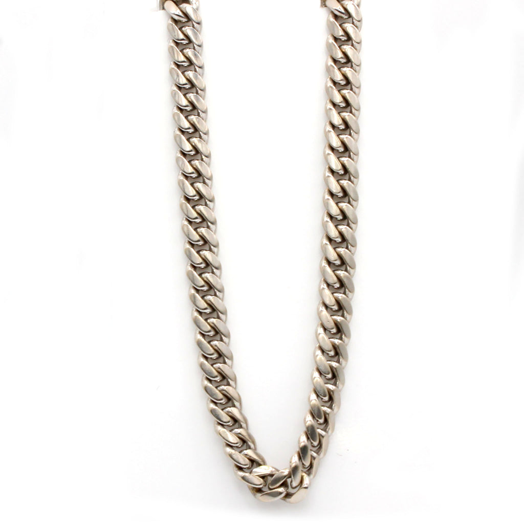14k White Gold Cuban Link Necklace 20 Inches