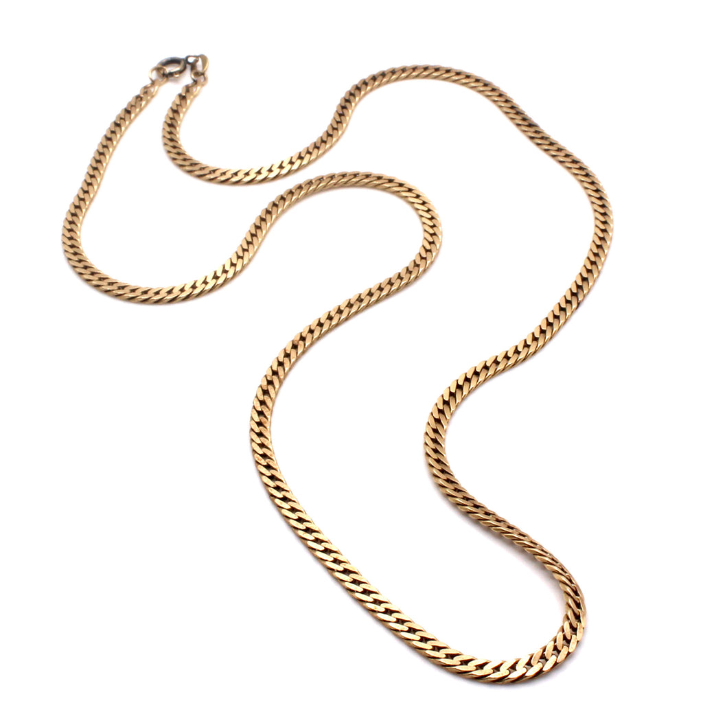 14k Yellow Gold Flat Cuban Link Chain 20 Inches