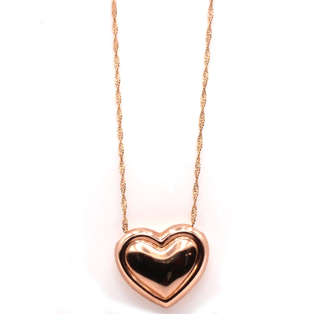 14k Rose Gold Heart Pendant Necklace 17 Inches