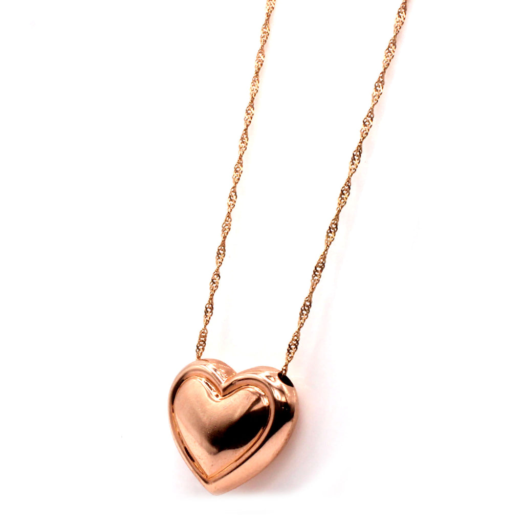14k Rose Gold Heart Pendant Necklace 17 Inches
