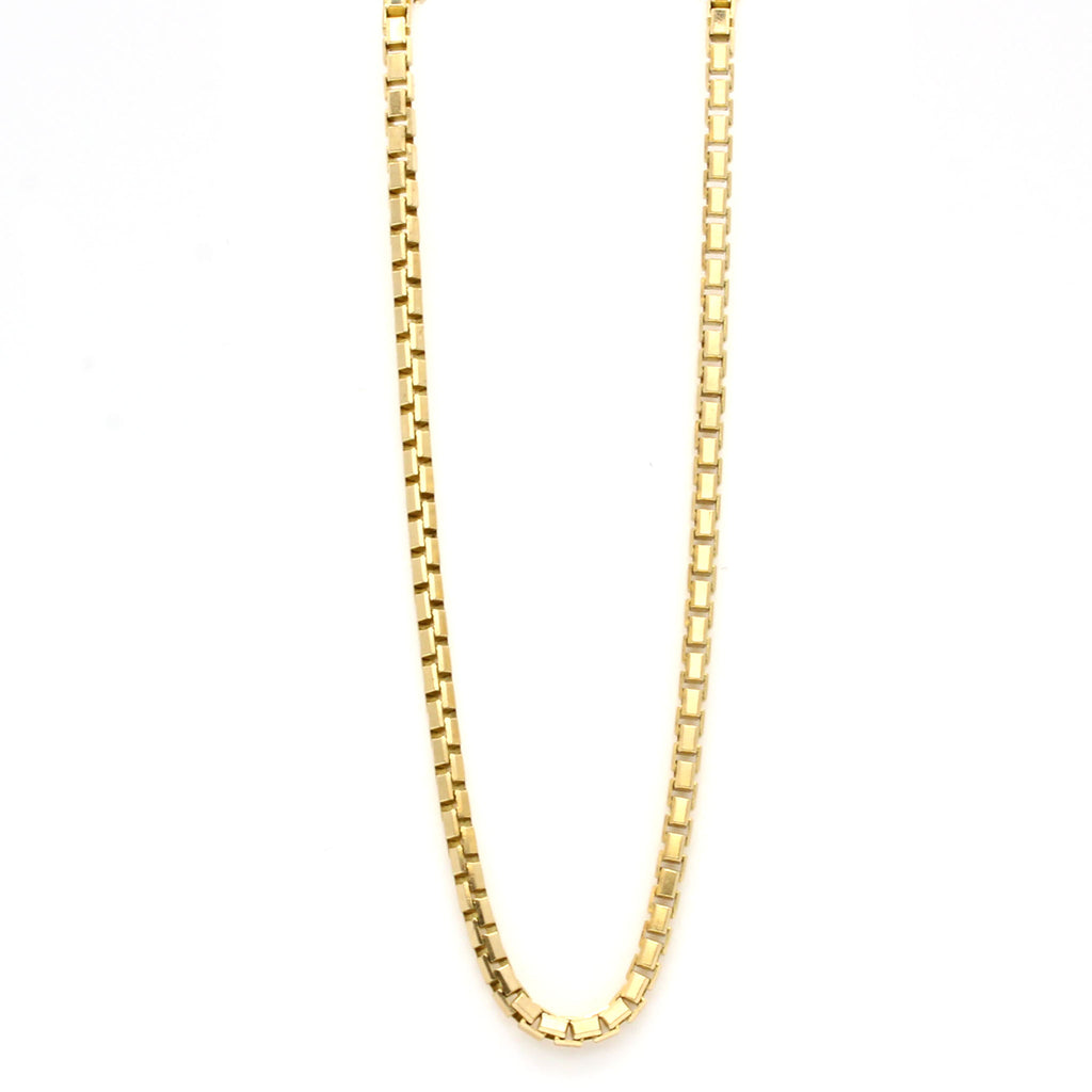 14k Yellow Gold Box Chain Necklace 18 Inches