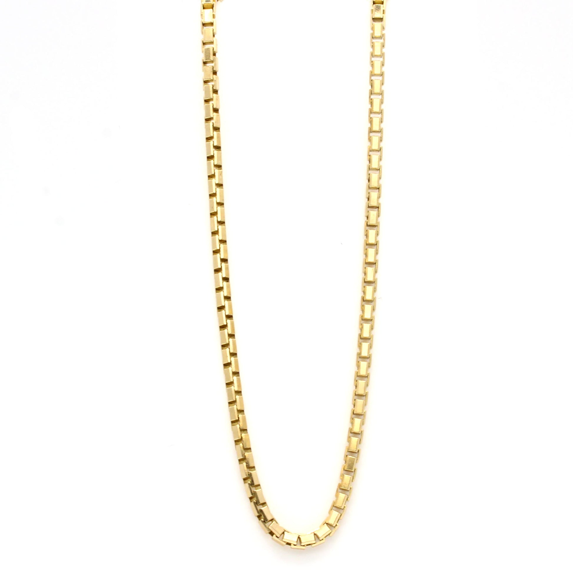 14k Yellow Gold Box Chain Necklace 18 Inches